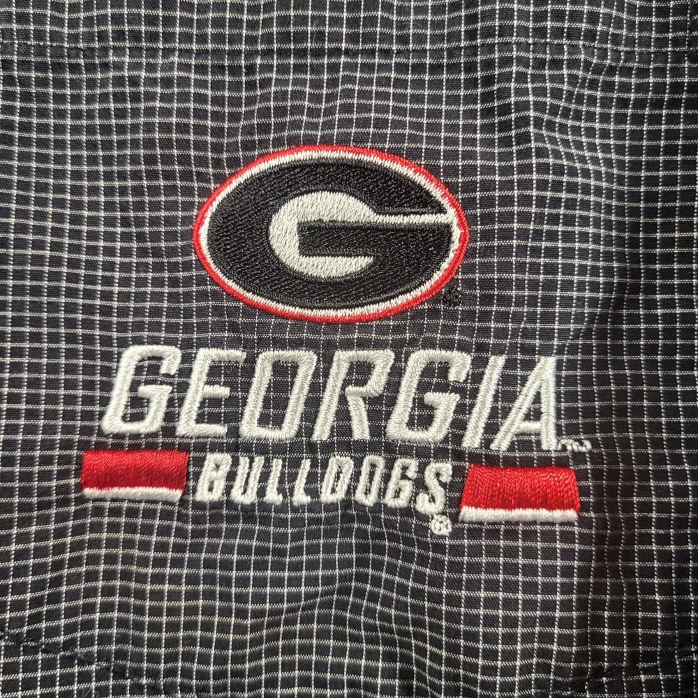 Georgia Bulldogs Mens Button Down Shirt Black White Grid Long Sleeve L Vintage